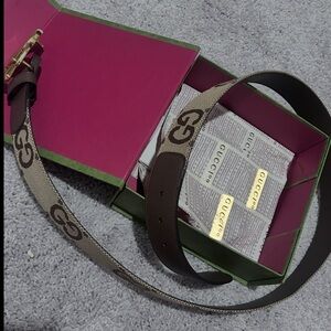 Gucci Brown Leather Belt with Gold Buckle